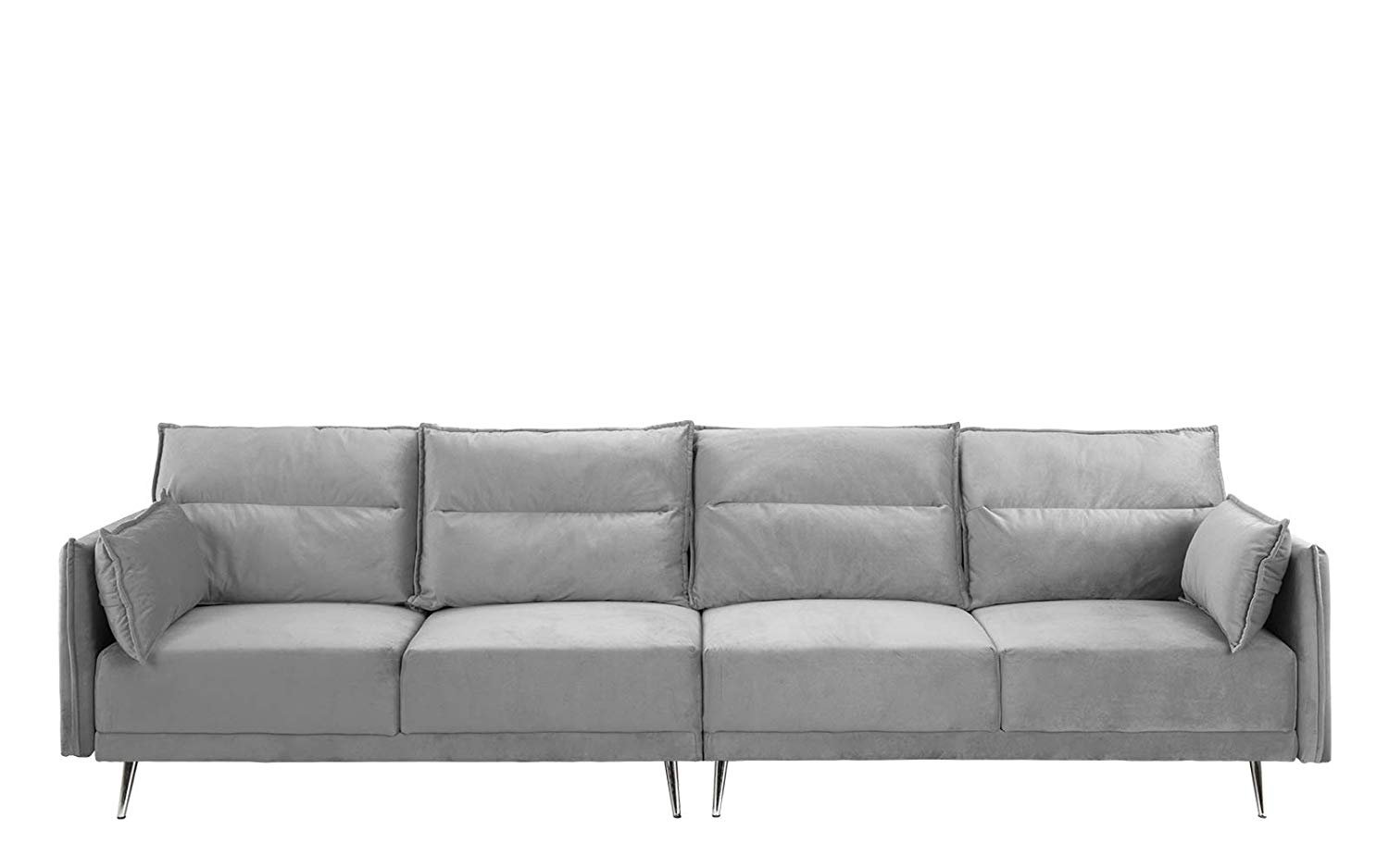 Large XL Living Room Couch 117" inch Mid-Century Velvet Sofa (Light
