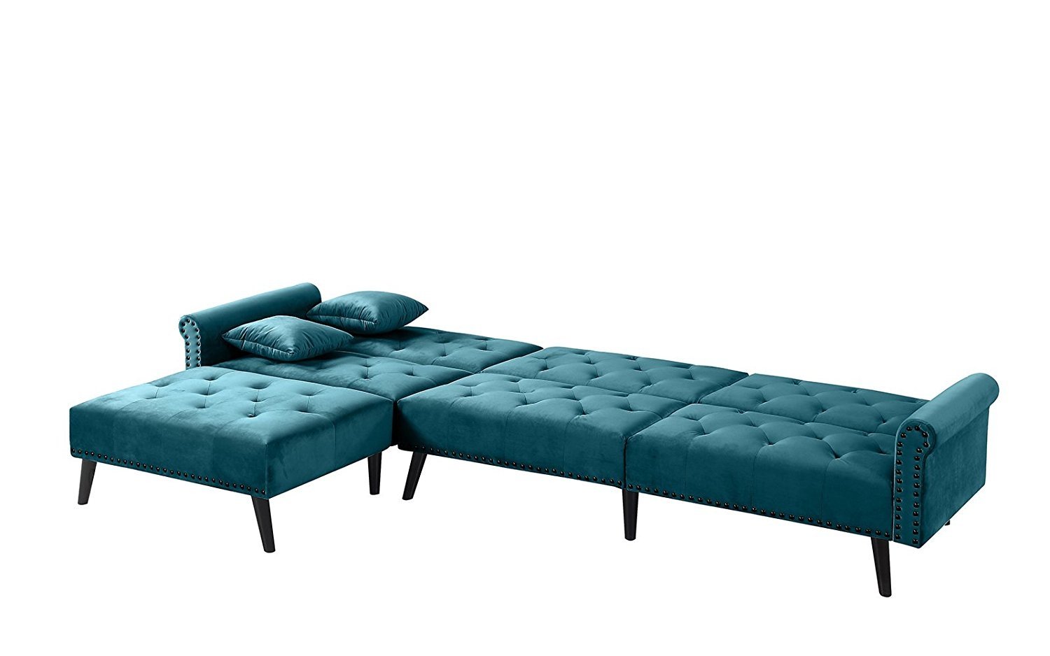 Contemporary Modern Velvet Sleeper Futon Sofa, Mid Century ...
