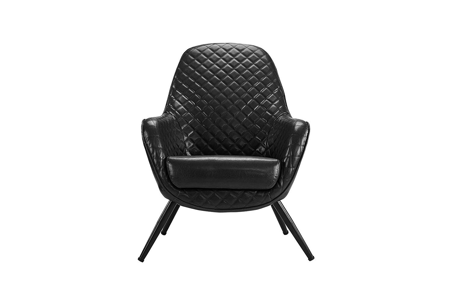 Details About Modern Accent Chair Faux Leather Arm With Diamond Stitch Detail Black