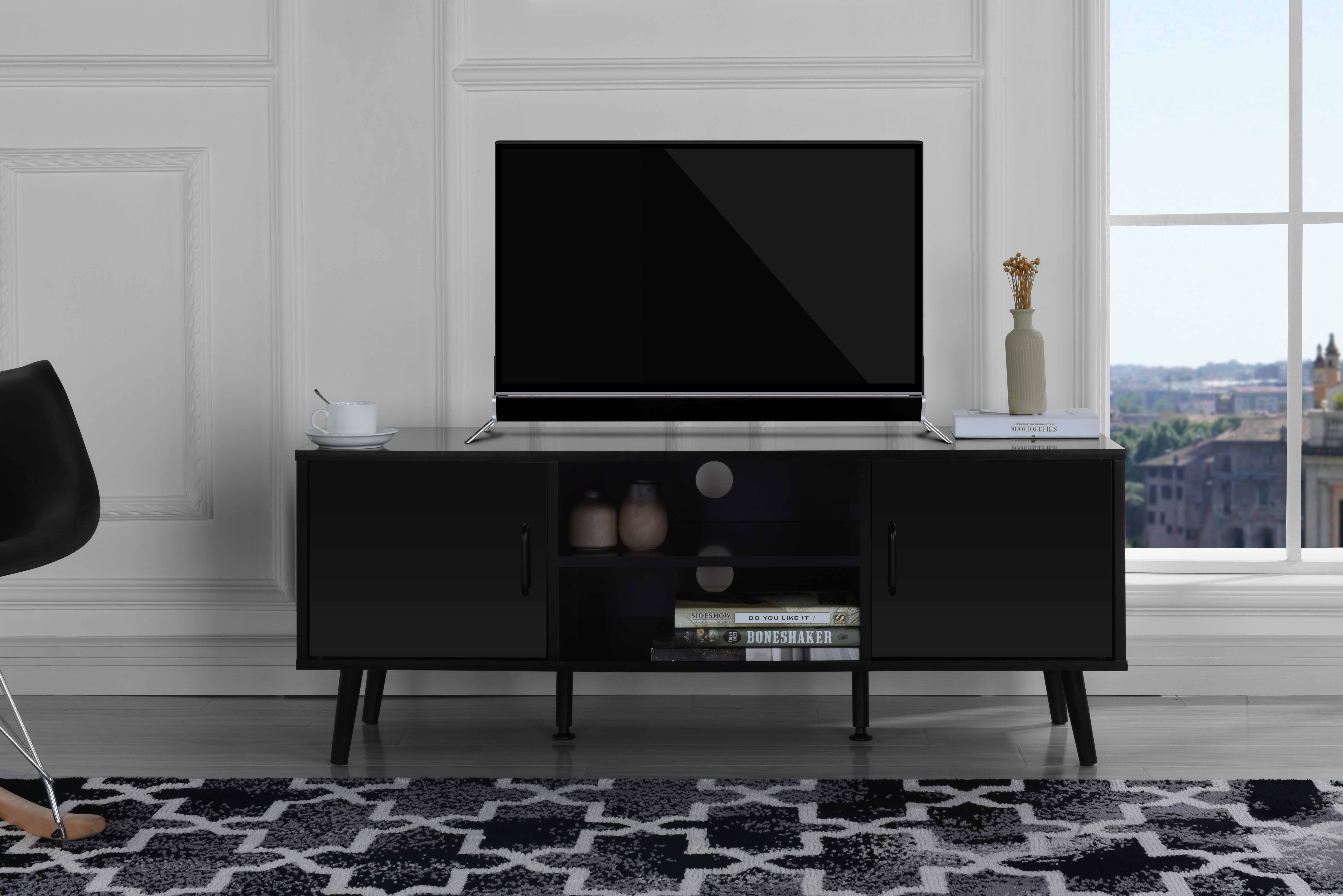 Mid Century Modern TV Stand (Black) 662187612447 | eBay