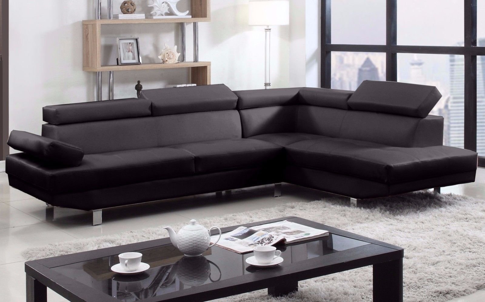 modern faux leather sectional sofa