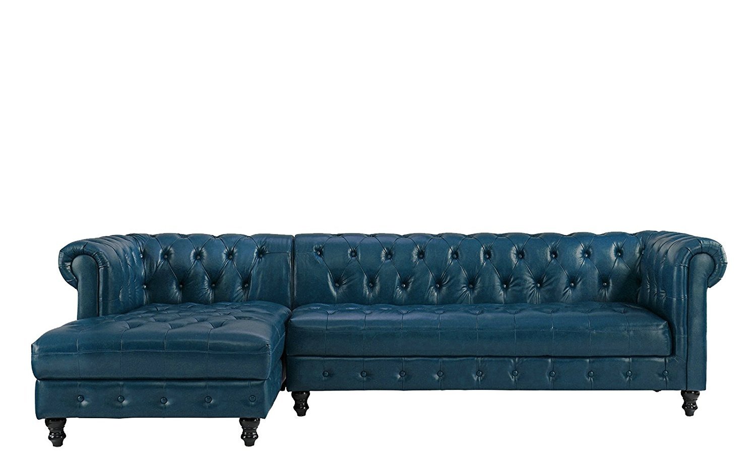 Real Tufted Leather Chesterfield L Shape Sectional Sofa With Left Classic Real Tufted Leather Chesterfield L Shape Sectional Sofa With Chaise Blue