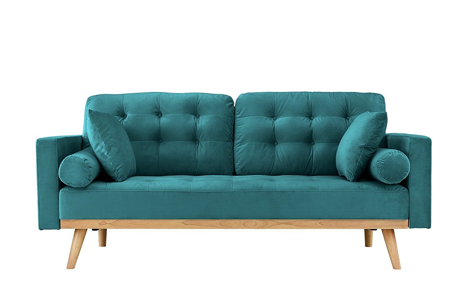 MidCentury Modern Couch Tufted Velvet Fabric Love Seat