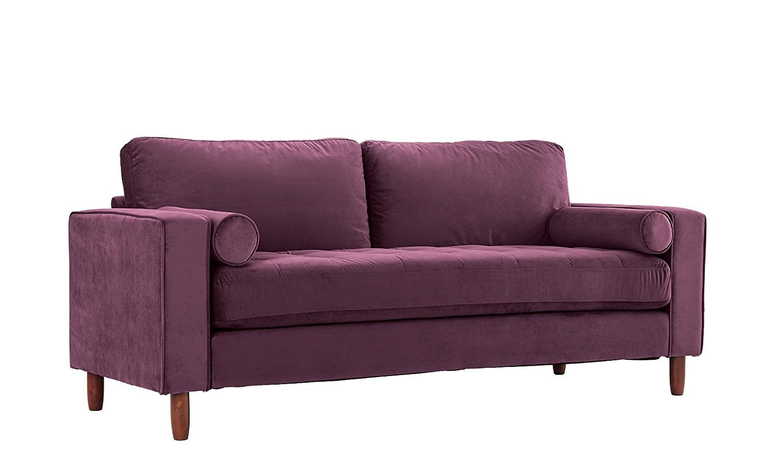 Details About Purple Modern Velvet Fabric Sofa Couch With 2 Bolster Pillows Wooden Legs Details About Purple Modern Velvet Fabric Sofa Couch With 2 Bolster Pillows Wooden Legs