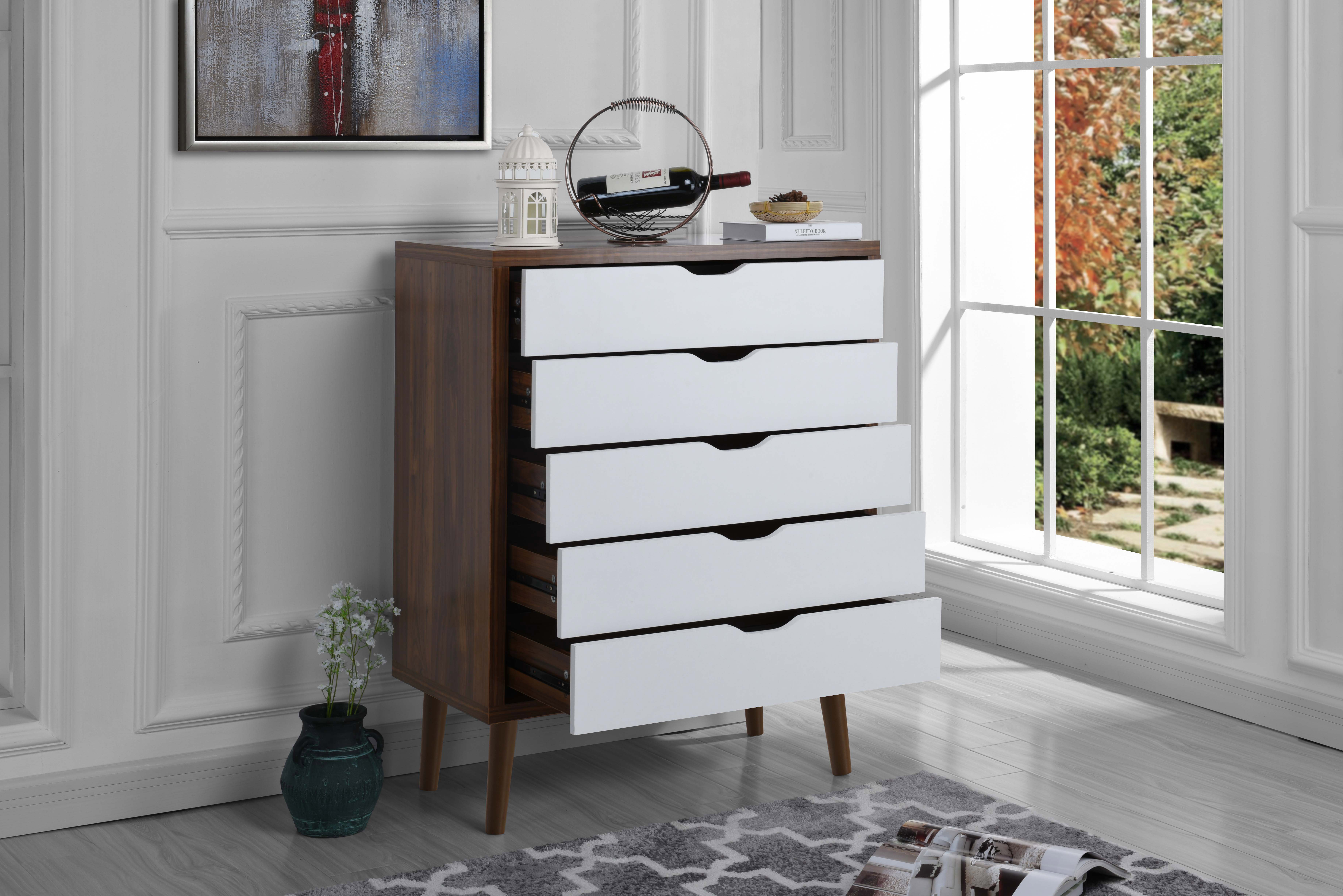 Details About Mid Century Modern Home Decor Entryway Dresser Chest Of Drawers Brown White
