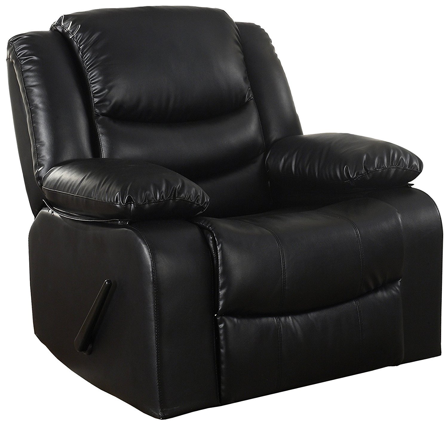 Classic Bonded Leather Upholstered Rocker Recliner Living Room Chair In Black Ebay