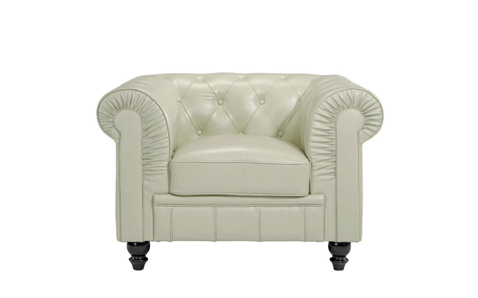 Classic Chesterfield Scroll Arm Tufted Leather Match Accent Chair