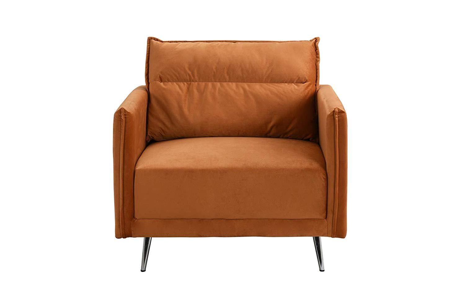 Mid-Century Rust Orange 35.4"inch Velvet Arm Chair, Living Room Accent