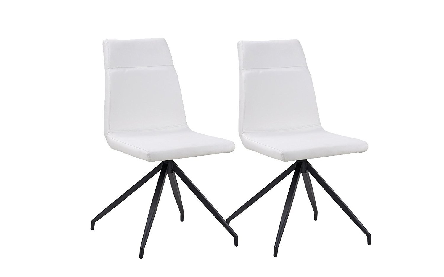 Details About Set Of 2 Dining Faux Leather Kitchen Chairs With Sy Metal Legs White