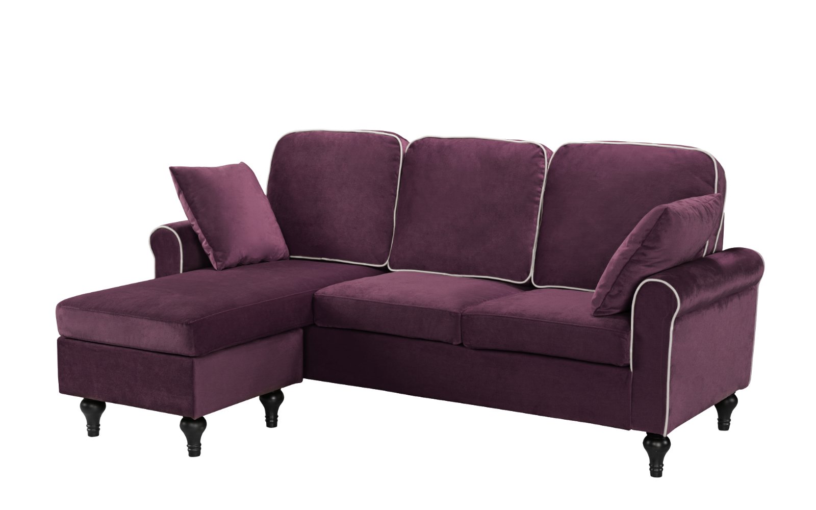 Classic Small Space Velvet Fabric Sectional Sofa with Reversible Chaise ...