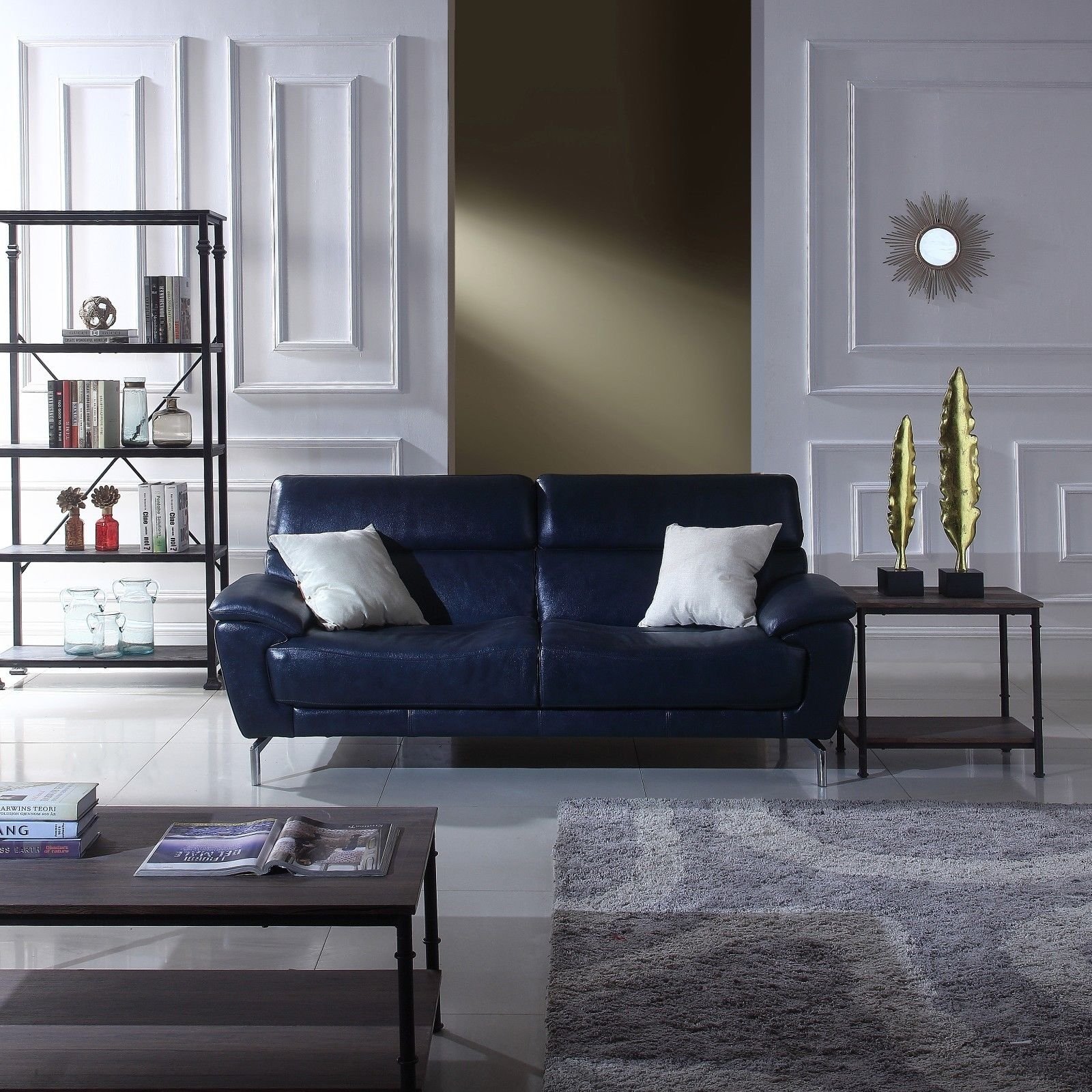 Top Grain Italian Leather Mid Century Modern Living Room Sofa Polo Thumbnails To Enlarge