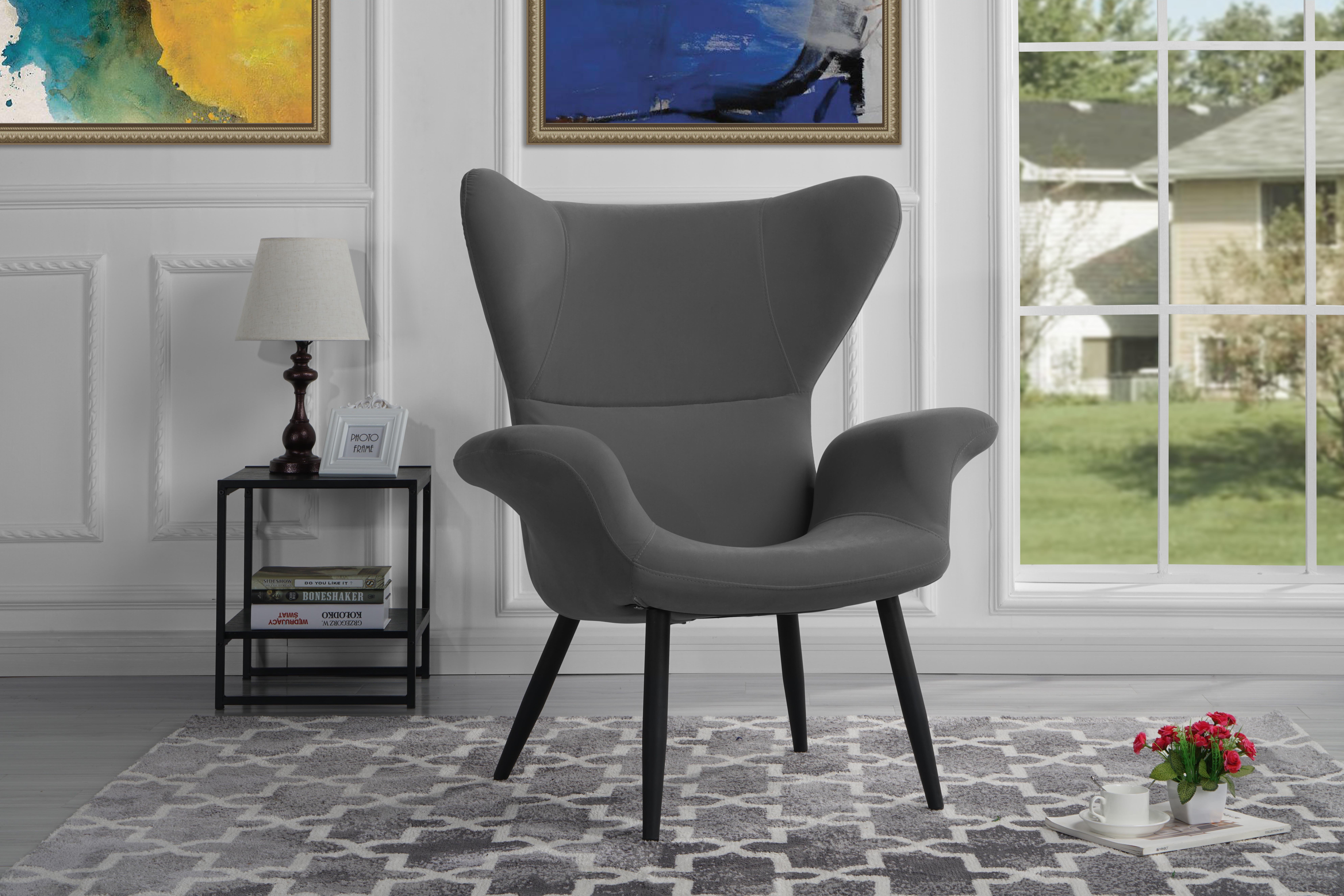 Contemporary Velvet Accent Armchair Futuristic Style Living Room