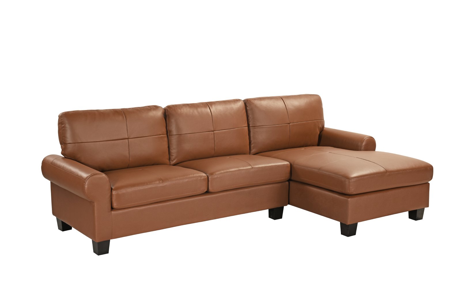 Details About Leather Match Upholstered Sectional Sofa Non Reversible Chaise Light Brown