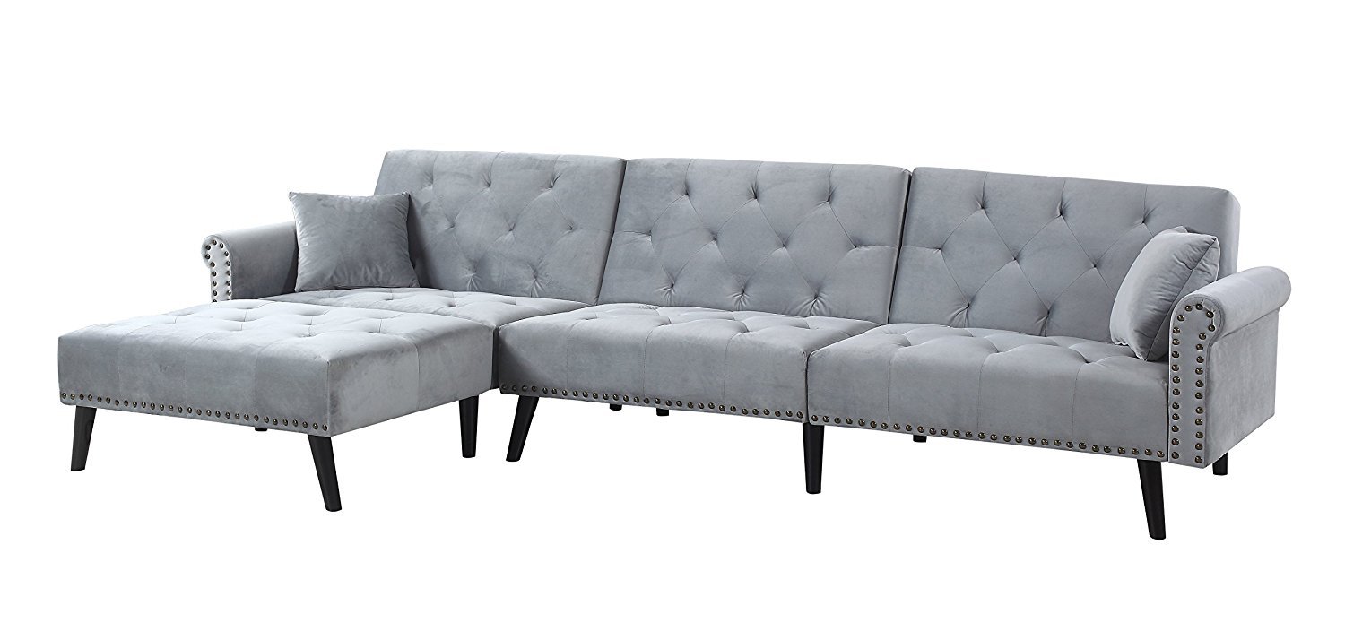 Contemporary Modern Velvet Sleeper Futon Sofa, Mid Century ...