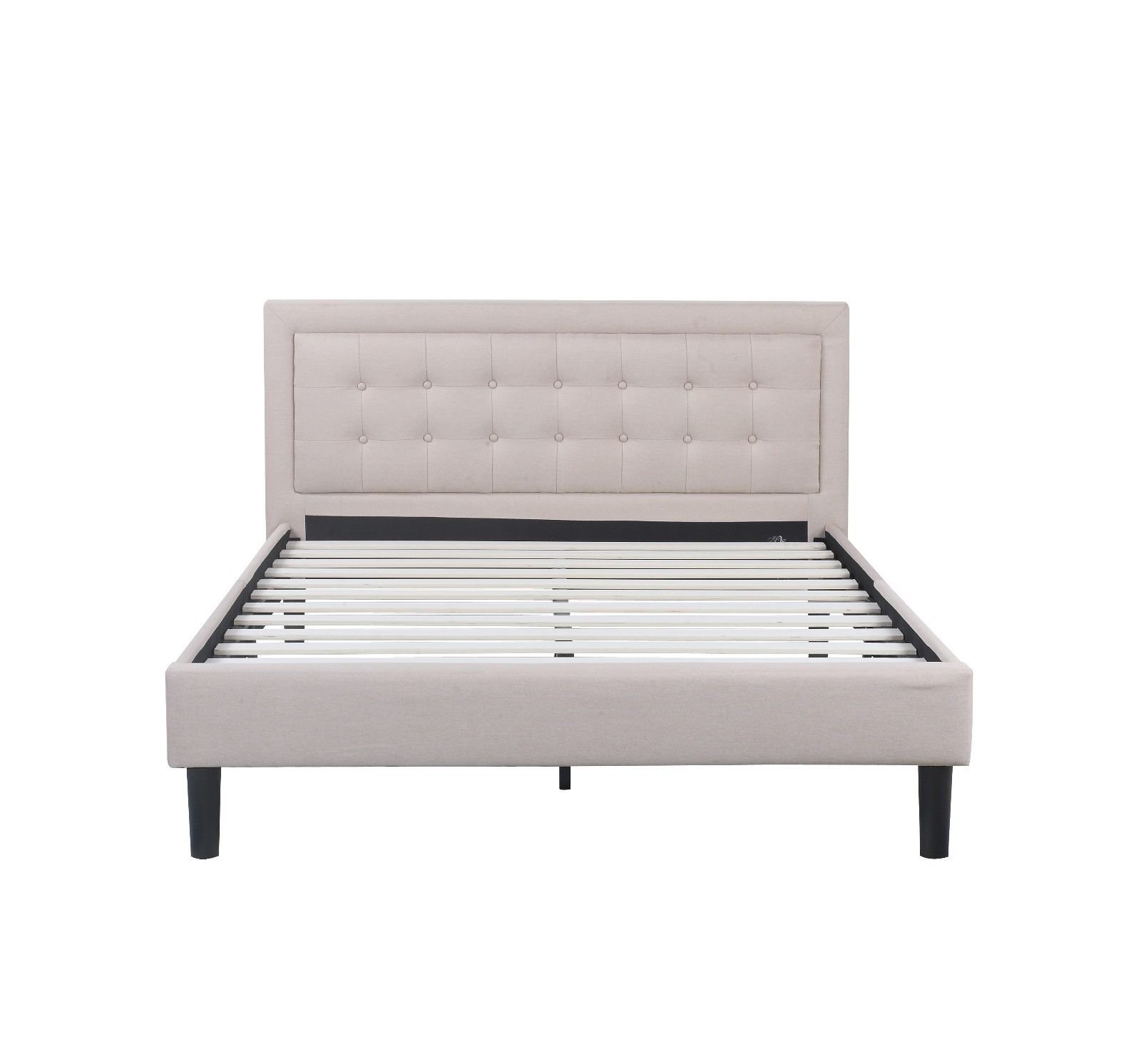 Low Profile Bed Tufted Upholstered Headboard Nailhead Platform Click Thumbnails To Enlarge