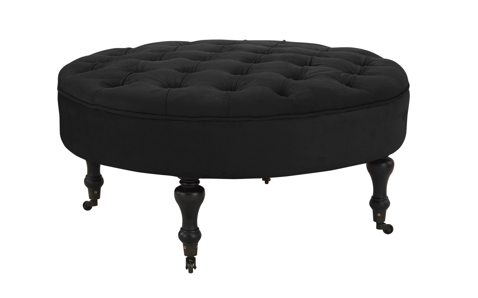 Modern Round Tufted Microfiber Coffee Table W Casters Ottoman Modern Round Tufted Microfiber Coffee Table W Casters