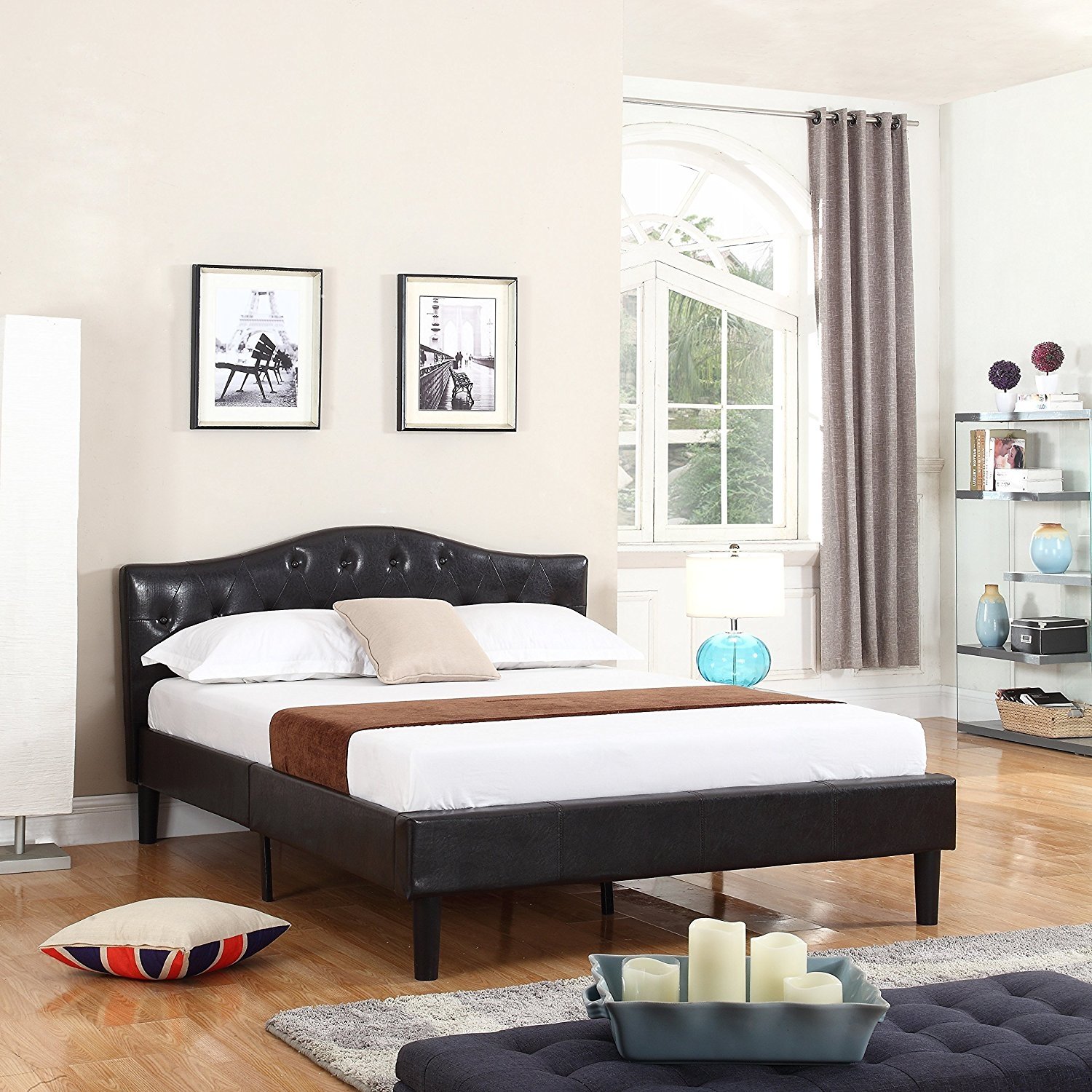 Details About Modern Contemporary Bed Frame Low Profile Bonded Leather Queen Espresso Details About Modern Contemporary Bed Frame Low Profile Bonded Leather Queen Espresso