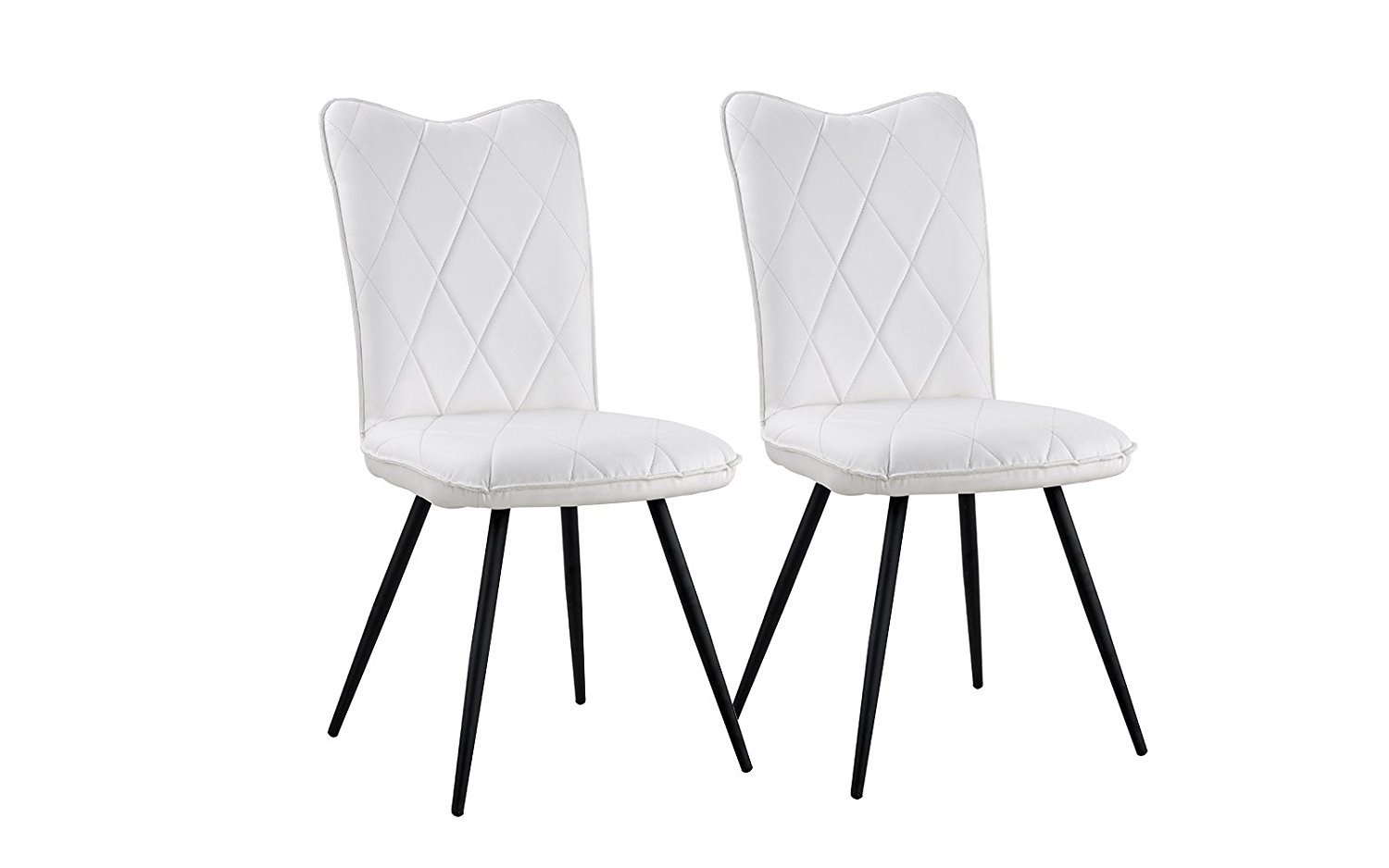 Set Of 2 Dining Modern Chairs Faux Leather Kitchen Chairs For Dining