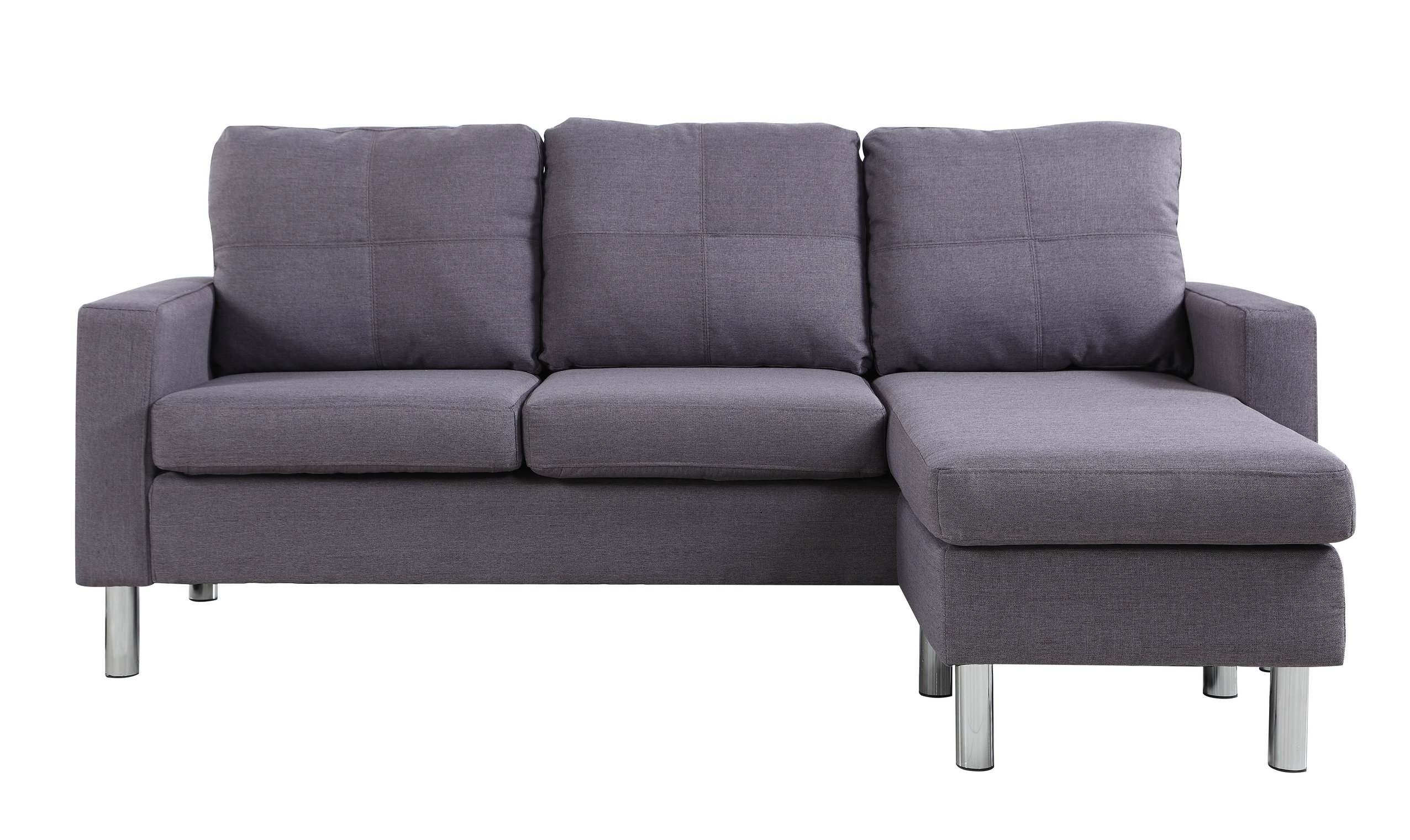 Details About Modern Living Room Reversible Linen Fabric Sectional Sofa Small E Light Grey