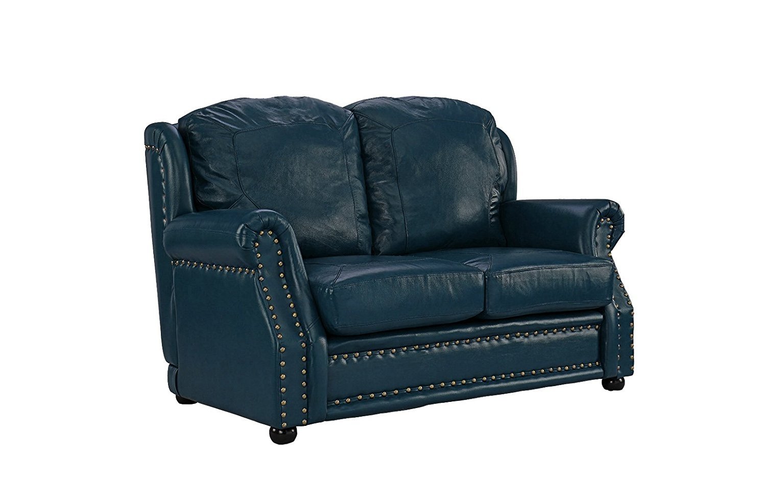 Leather Sofa 2 Seater, Living Room Couch Love Seat with Nailhead Trim (Blue) 662187610559 eBay