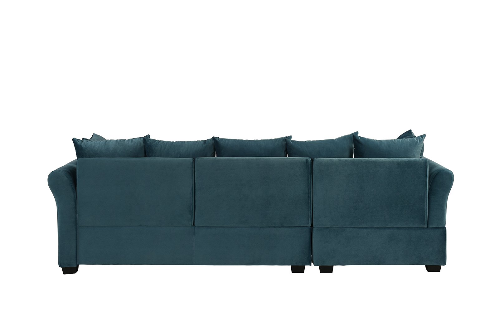 Details About Velvet Sectional Sofa W Removable Back Pillows Left Facing Chaise Teal Blue