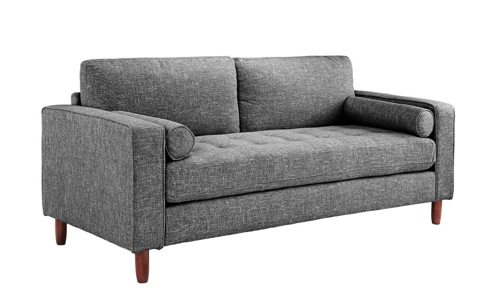 Modern Fabric Sofa with Tufted Linen Fabric - Living Room Couch (Light ...