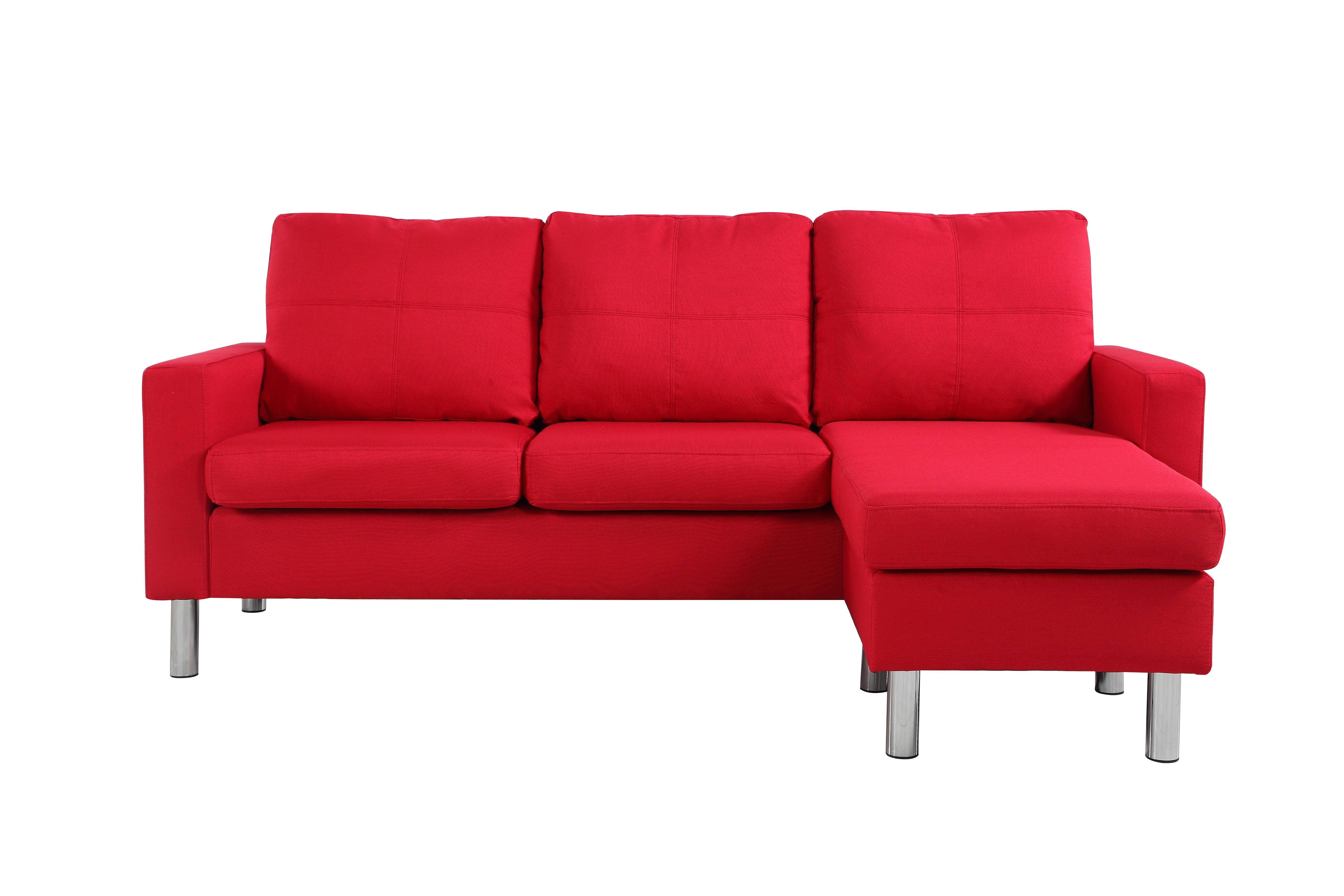 Details About Modern Small E Reversible Linen Fabric Upholstered Sectional Sofa Red