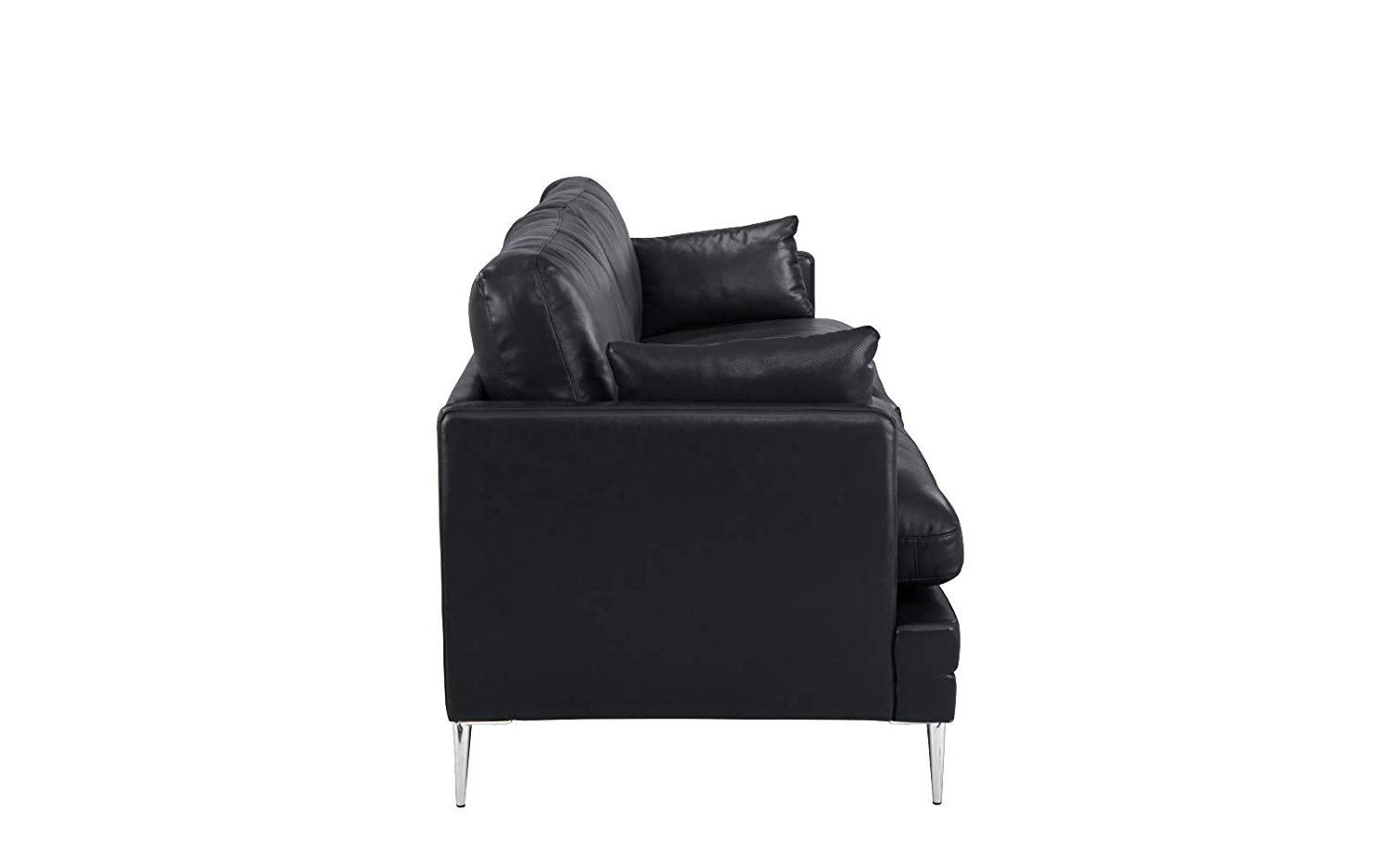 Details About Mid Century Modern Couch Low Profile Leather Match Living Room Sofa Black