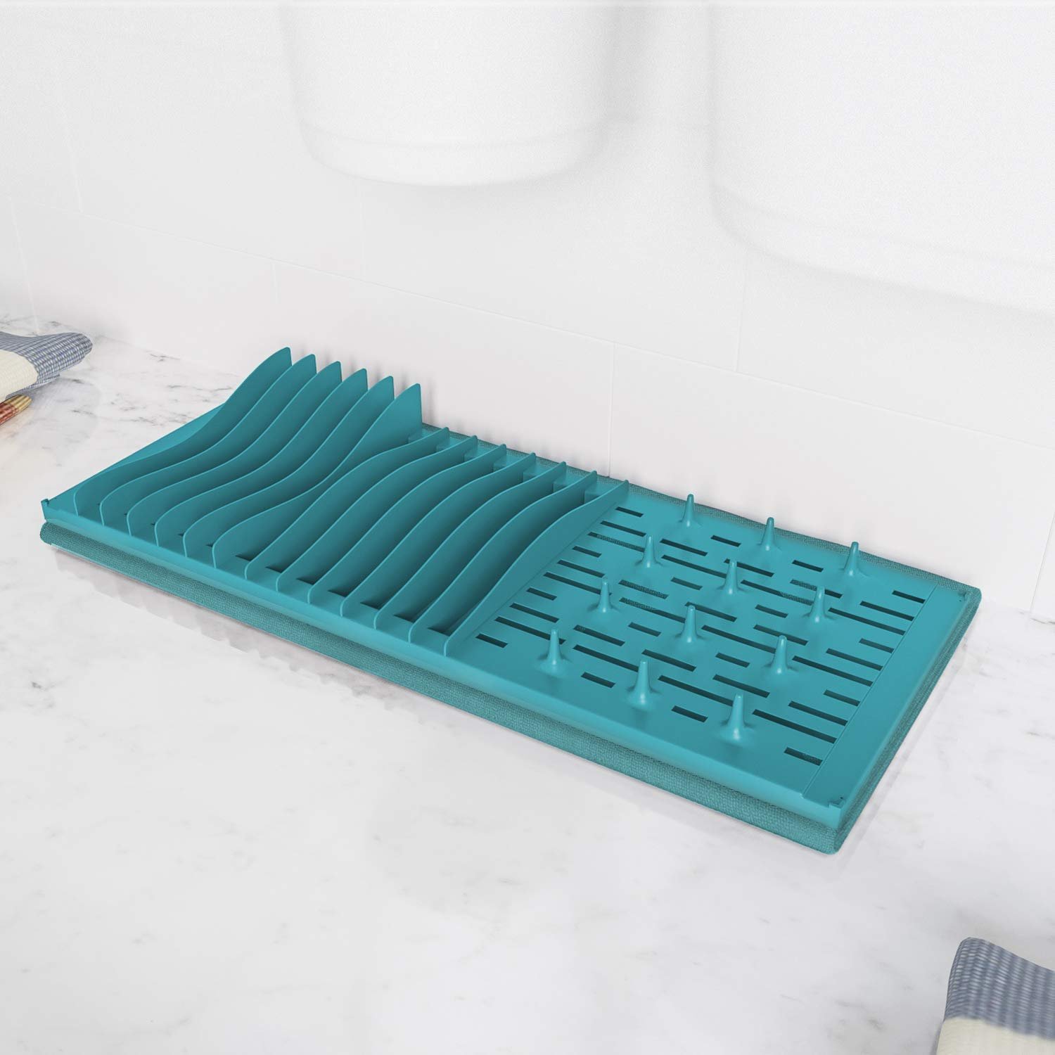 Home Intuition Dish Drying Rack and Microfiber Mat 23.5" x 18