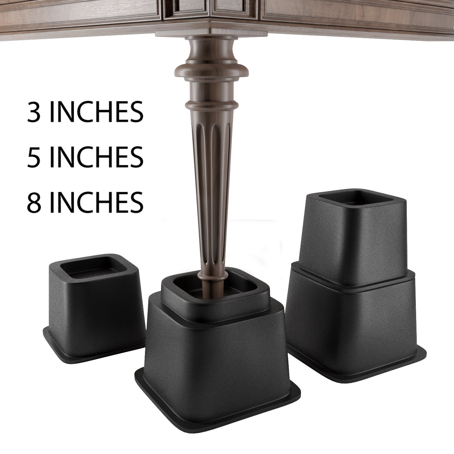 Home Intuition Adjustable Bed Frame and Furniture Risers 8 5 3 Inches