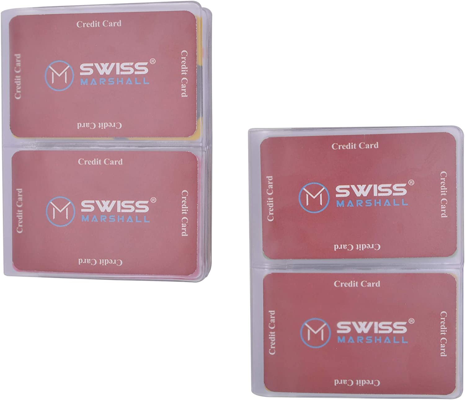 Swiss Marshall Set of 2 Heavy Duty Plastic 6 Page Hipster Wallet Inserts Side Load  MADE IN USA
