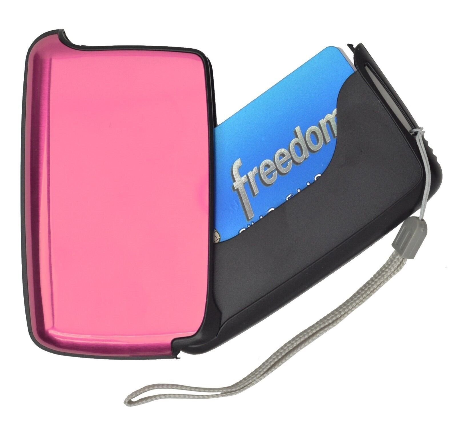 Pink Aluminum Wallet RFID Blocking Credit Card Holder Case Pocket Hand Wristlet