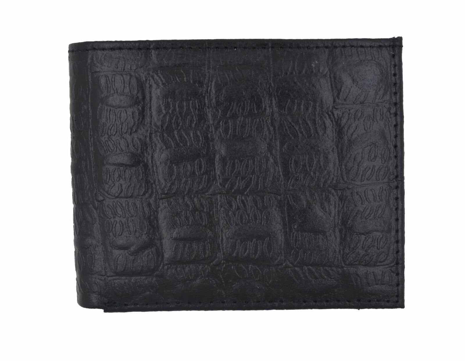 New Mens Genuine Leather Bifold Wallet ID Credit Card Alligator Window Crocodile