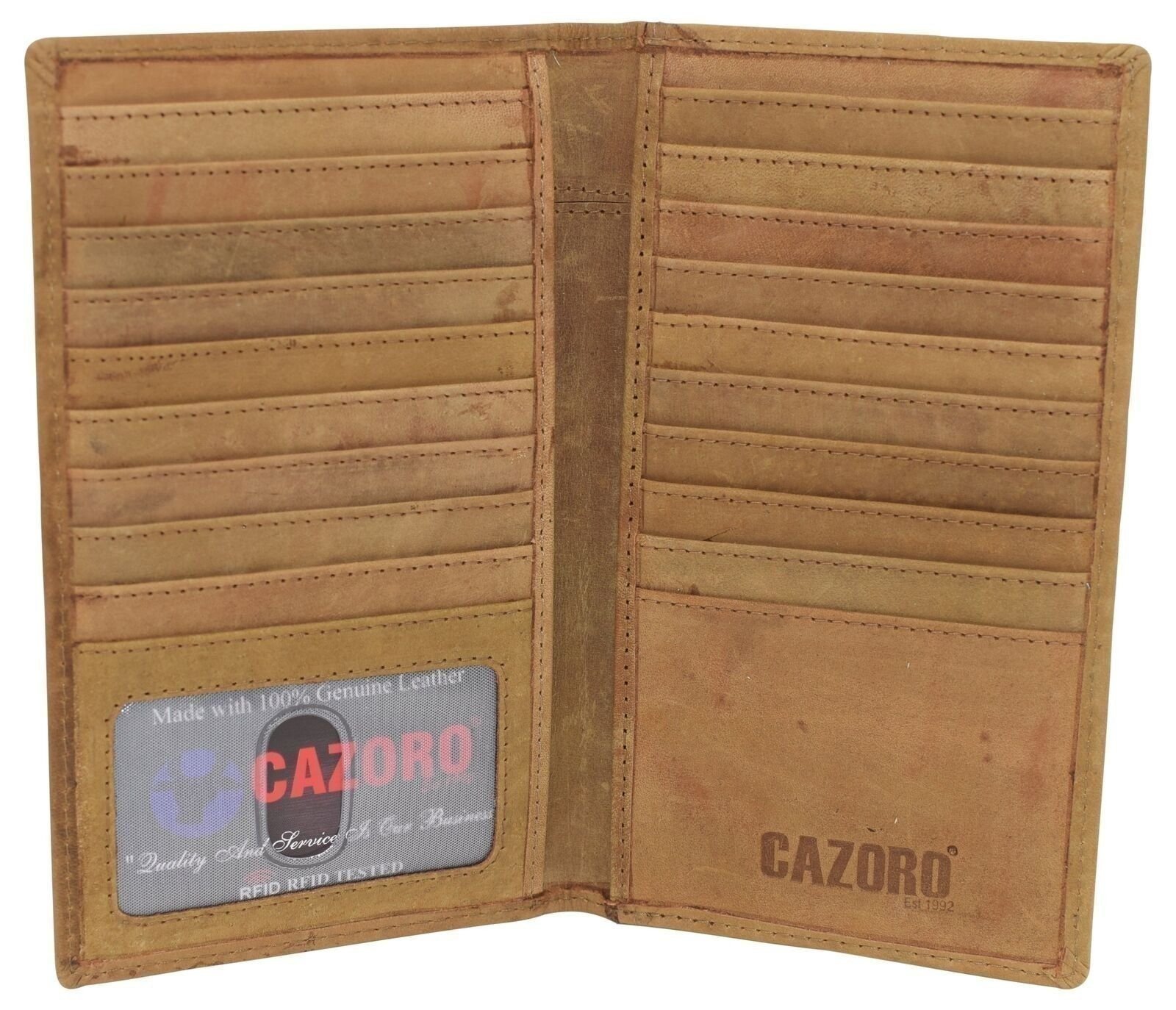 RFID Blocking Premium Vintage Leather Long Bifold Credit Card ID Wallet