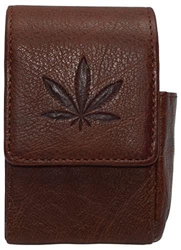 Cigarette Storage Organizer Genuine Leather Tobaccos Pouch Lighter Holder Logos - Picture 11 of 14