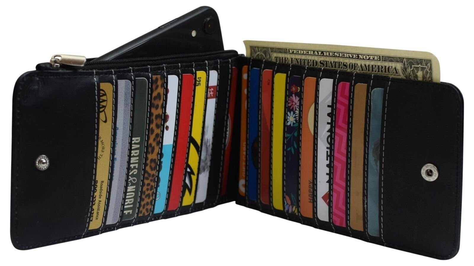 Wallet for Women RFID Blocking Genuine Leather Multi Card Organizer with Zipper