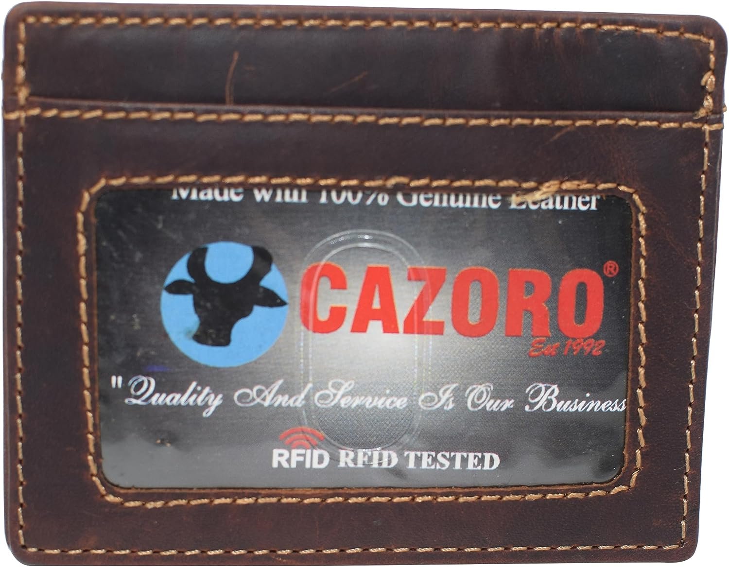 CAZORO Front Pocket Minimalist Vintage Leather Slim Wallet RFID Blocking…