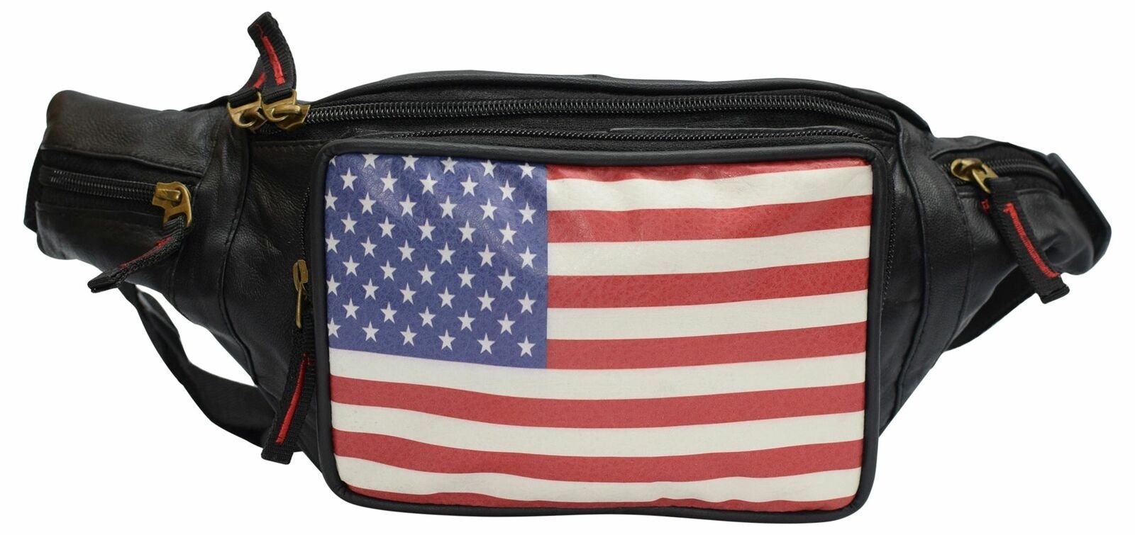 USA Flag Fanny Pack Stars & Stripes Leather Men Waist Belt Bag -Women Purse Hip
