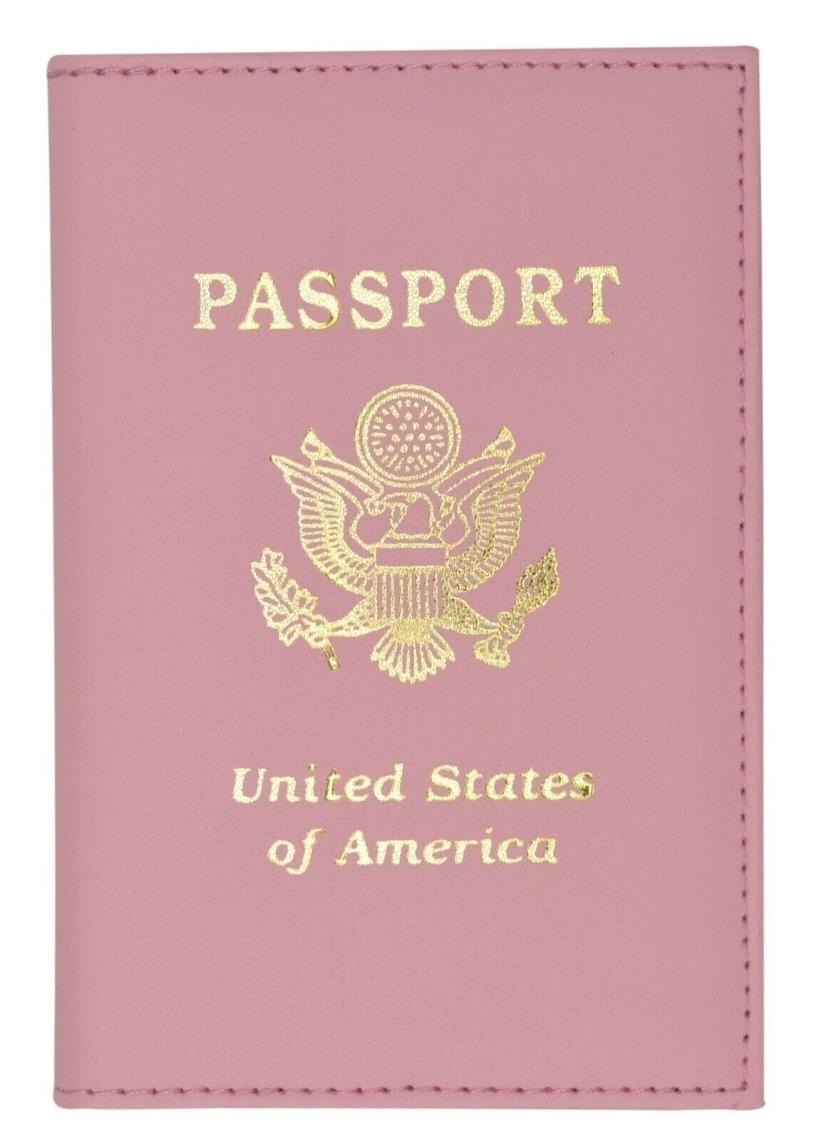 Pink Travel Leather USA Passport Organizer Holder Card Protector Cover Wallet