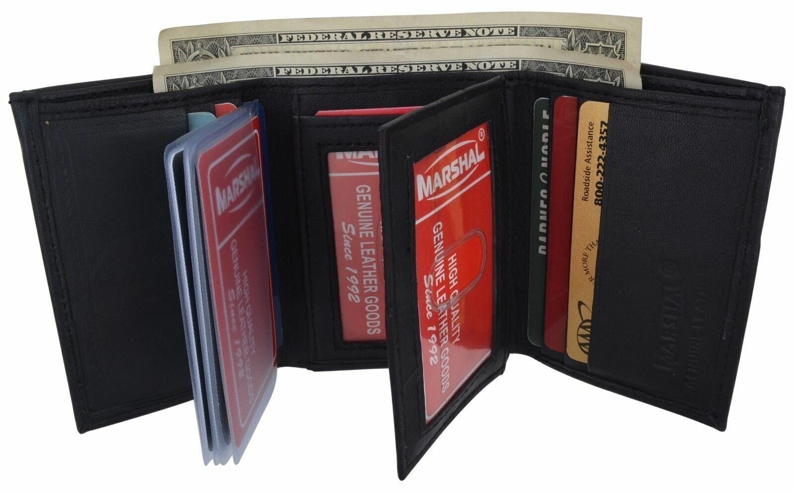 New Mens Trifold Leather 9 Credit cards and 2 IDs Classic Style Wallet Gift
