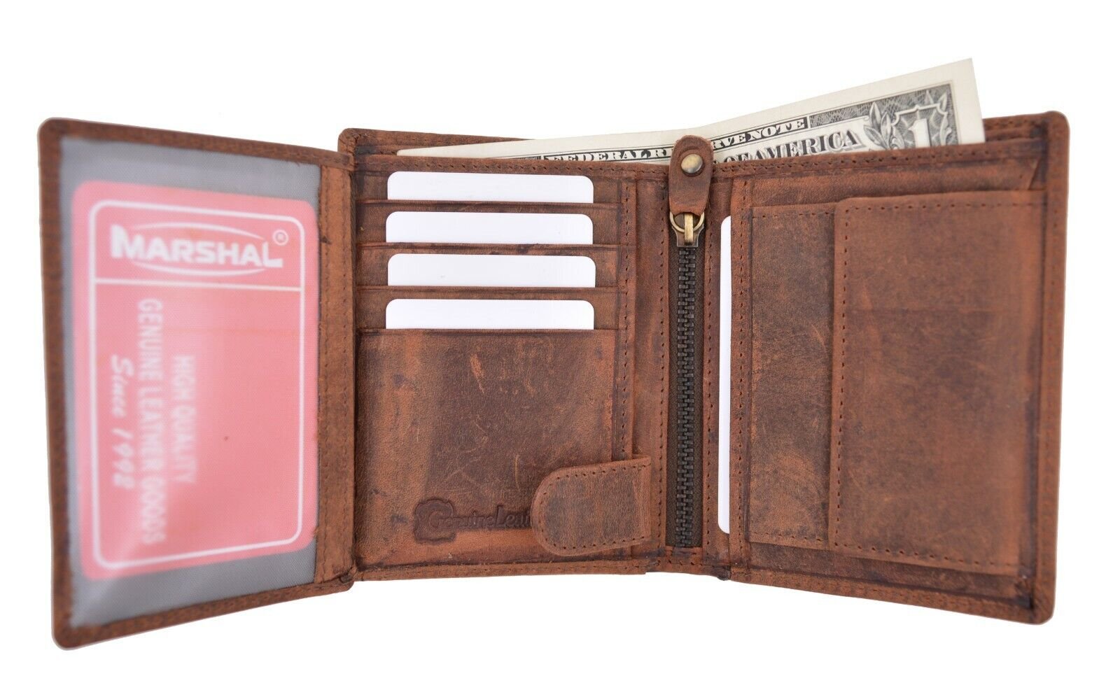 RFID Blocking Premium Leather European Style Bifold Trifold Wallet W/ ID Window - Picture 14 of 19