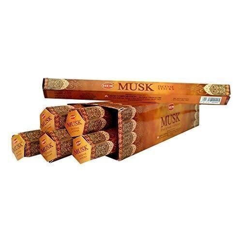 Musk - Box of Six 20 Stick Hex Tubes - Hem Incense Hand Rolled in India
