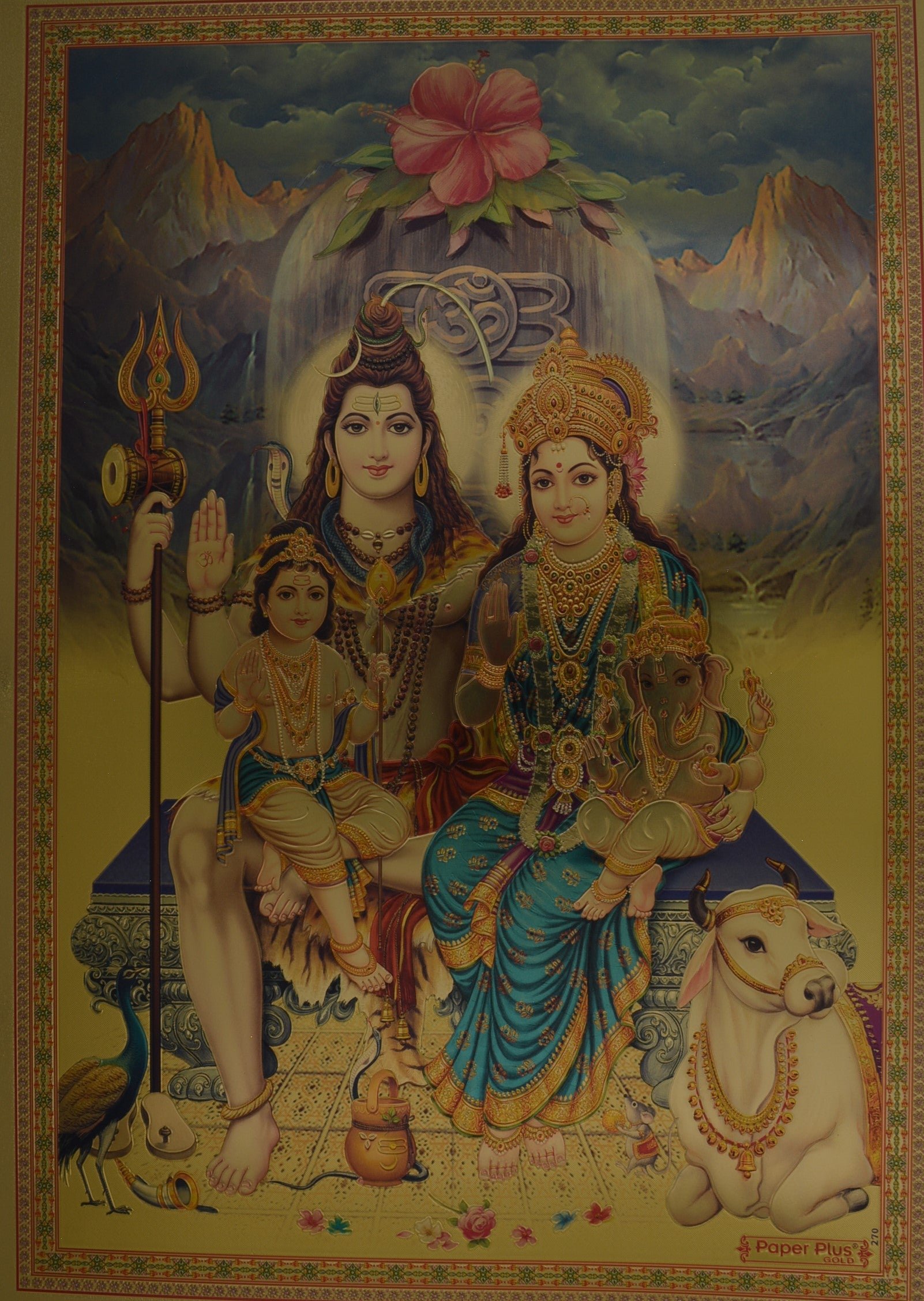 Lord Shiva with Ganesha, Kartikya and Maa Parvati Poster Size 8.5