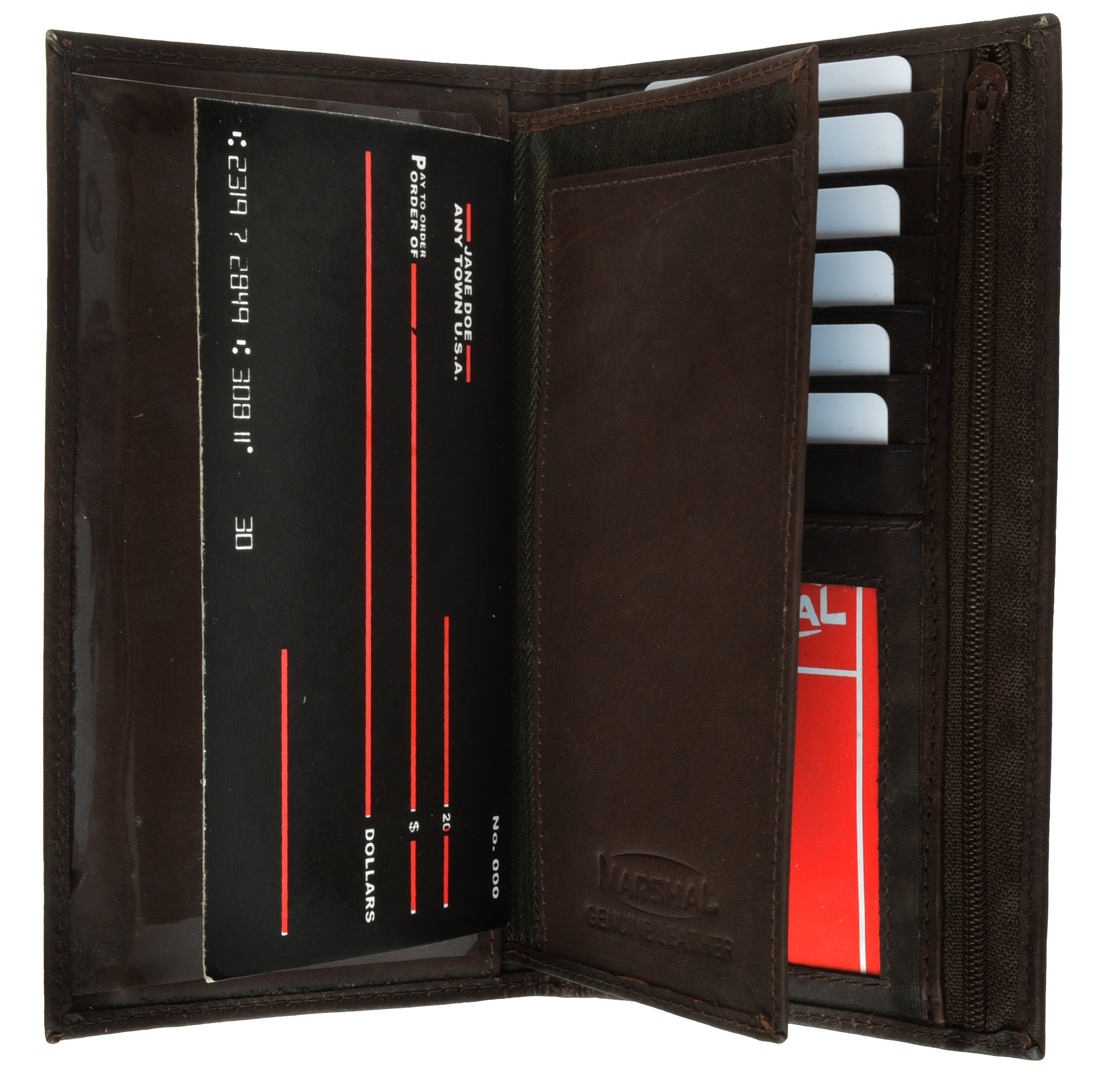 Organizador de chequera plegable larga de cuero genuino con bloqueo RFID billetera - Imagen 4 de 4