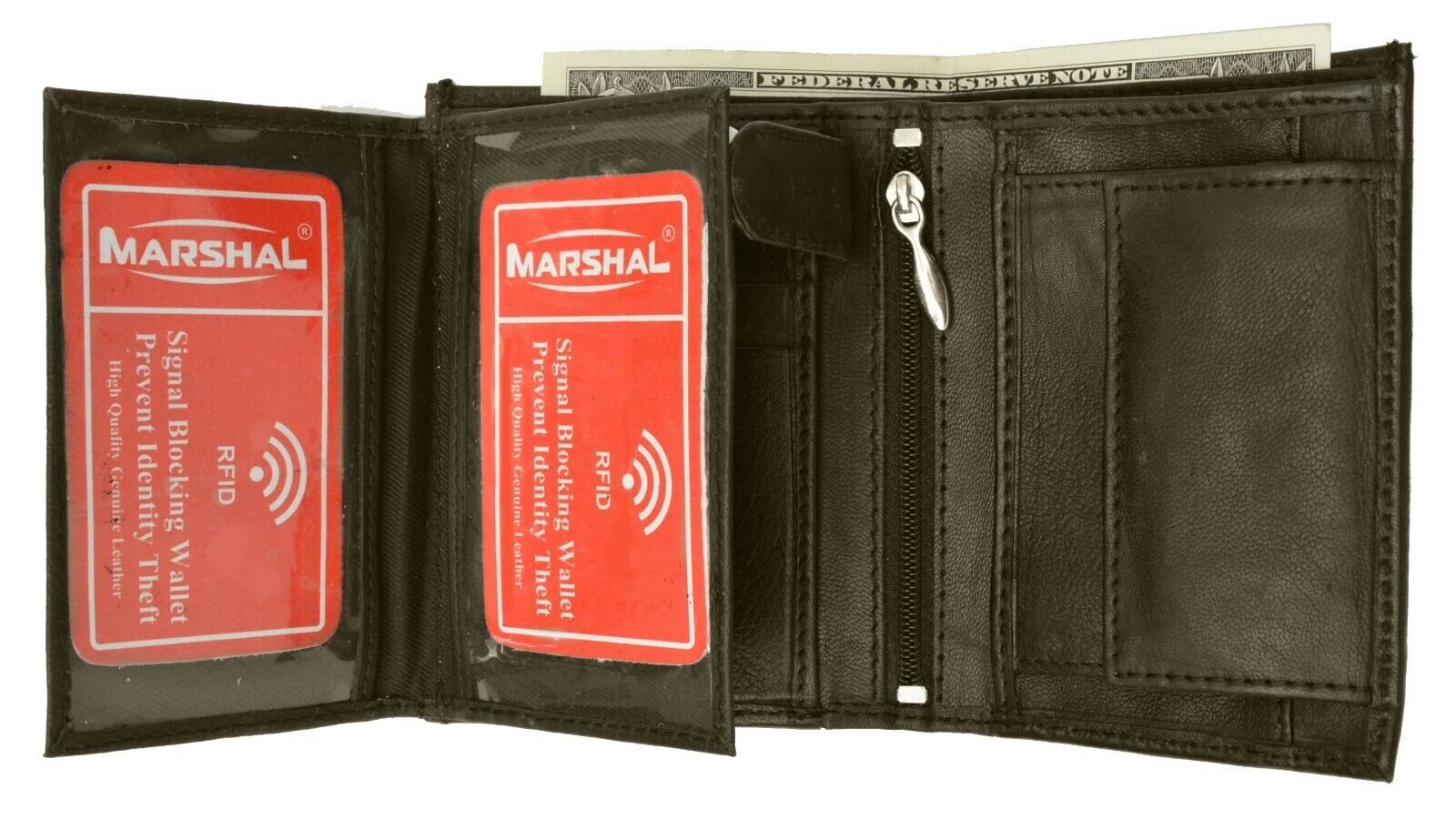 RFID Blocking Premium Leather European Style Bifold Trifold Wallet W/ ID Window - Picture 11 of 19