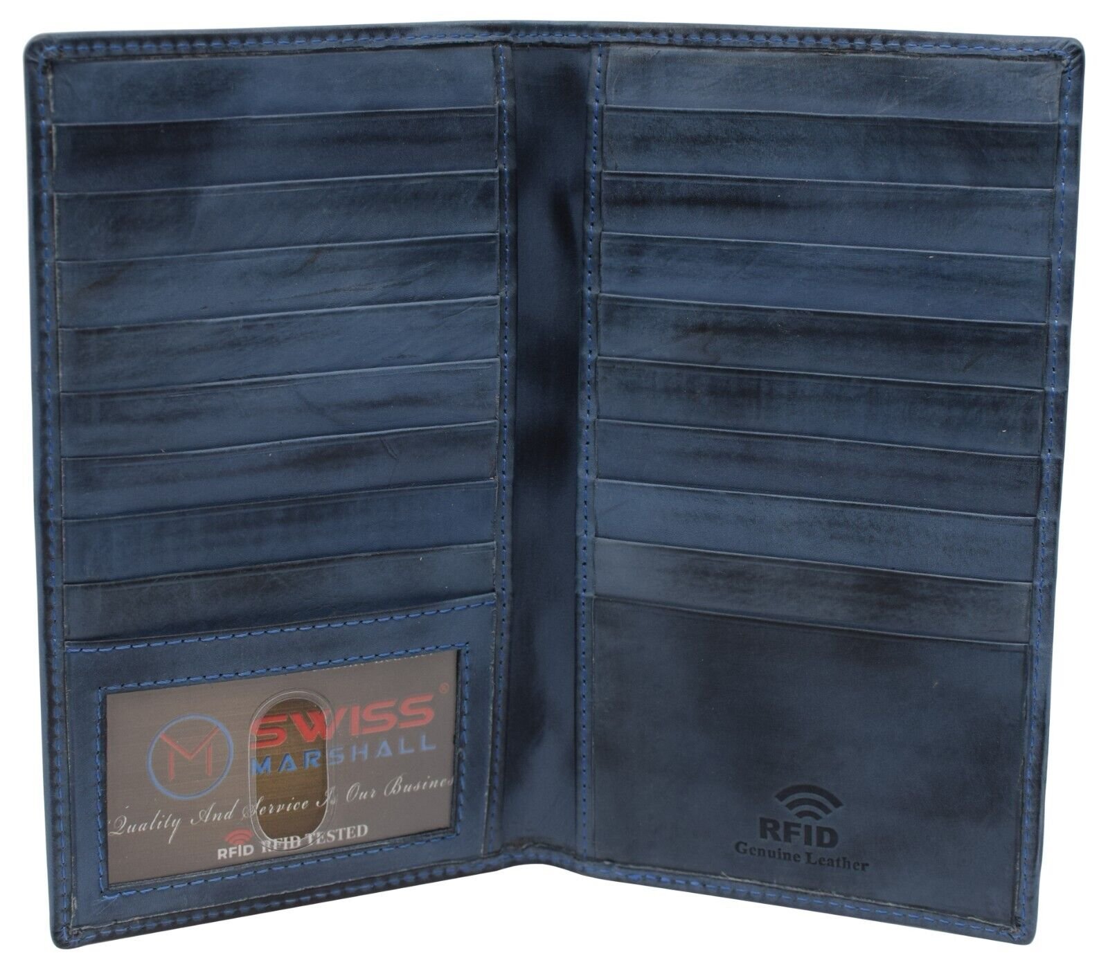 Bifold RFID Blocking Premium Leather Credit Card ID Holder Long Wallet - Picture 5 of 9