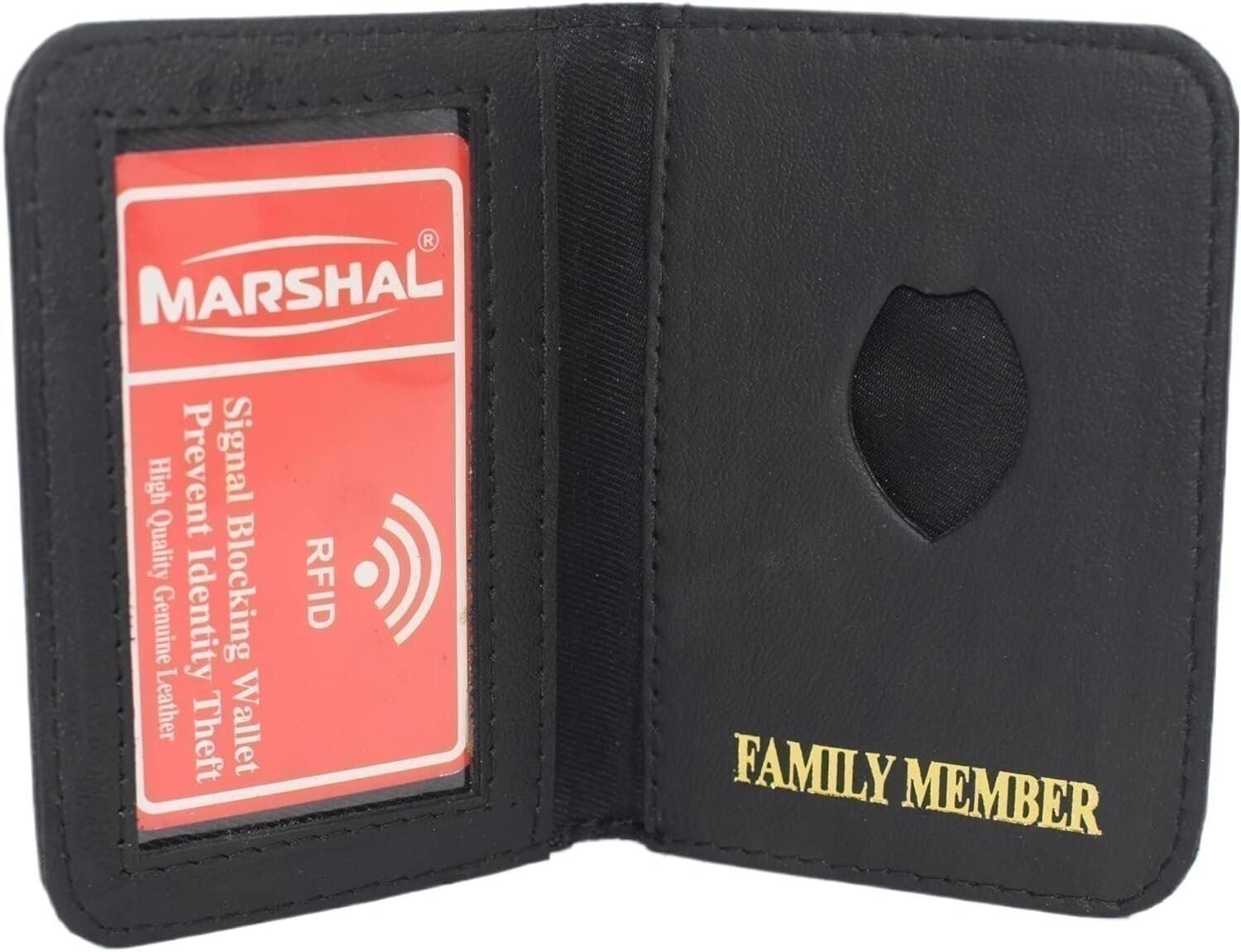 Marshal Family Member Mini Badge Holder Genuine Leather ID Wallet