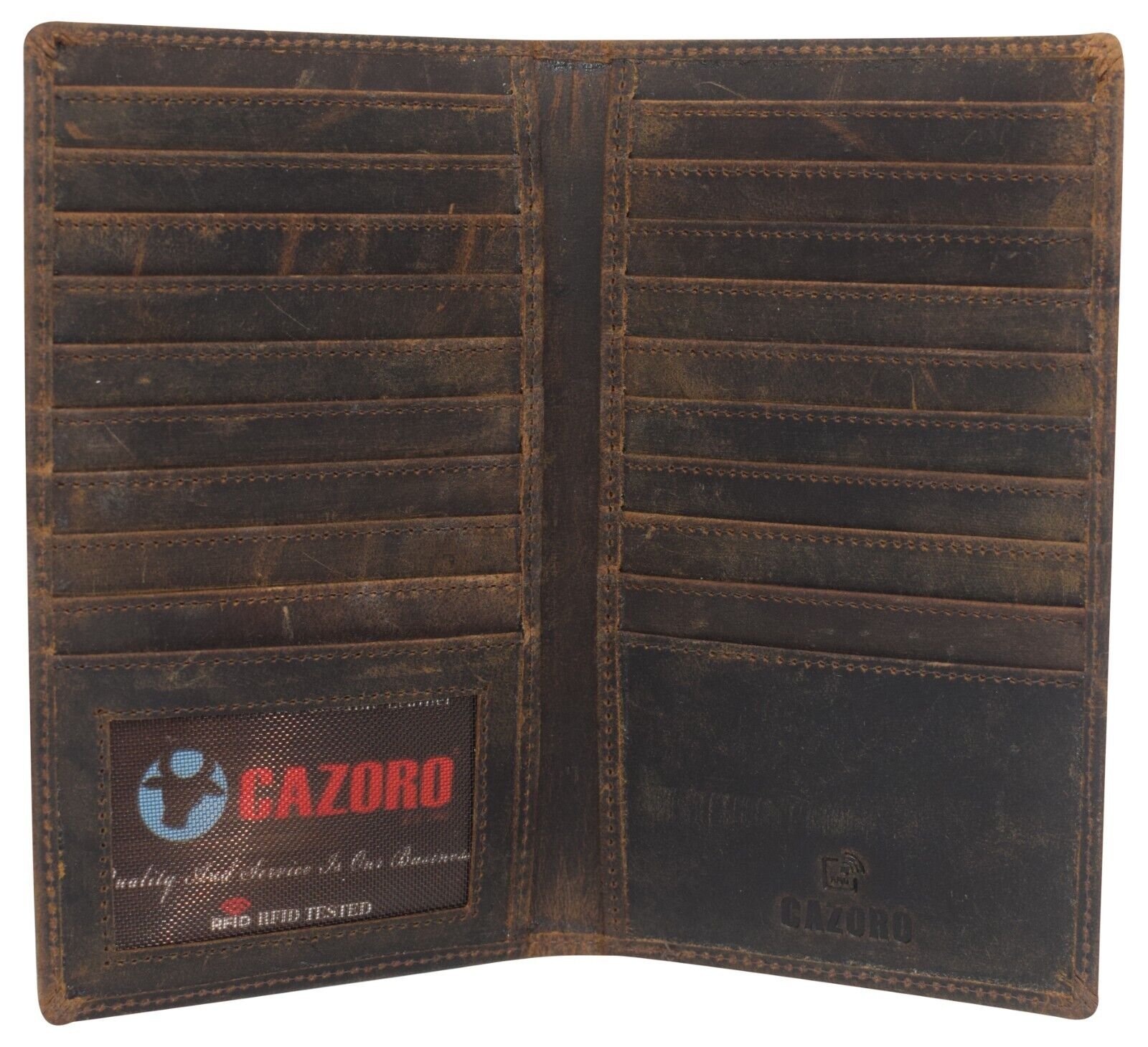 Swiss Marshall RFID Blocking Bifold Leather Wallet - Genuine Leather, 20 Card Slots, 2 Bill Compartments, ID Window, Burgundy