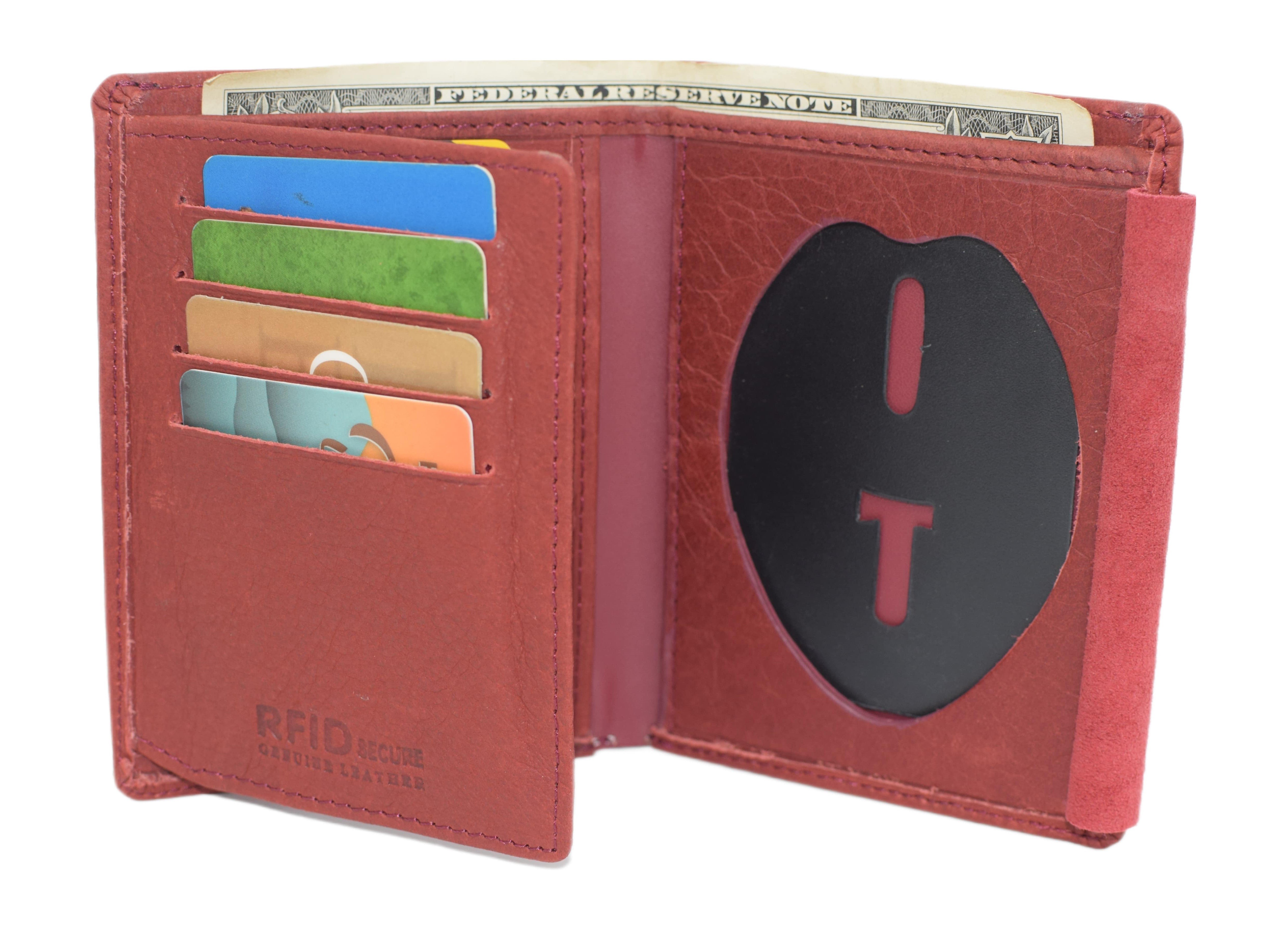 Police Badge Wallet Bifold RFID Full Grain Genuine Leather, Fits Any Shape Badge - Picture 9 of 9