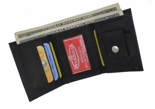 Kids Leather Ostrich imprint Trifold Mini Boys Wallet 3" x 2.5" Christmas Gift - Picture 10 of 12